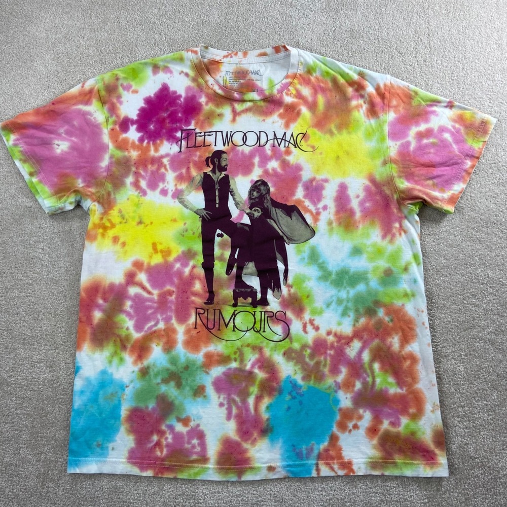 Fleetwood Mac Rumours T-Shirt Size XL Multi Color Tie Dye Band Graphic Tee